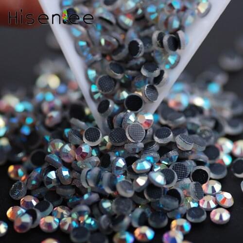 Hisenlee Super Shiny DMC Hot Fix Flat Back Clear AB Color Glass Rhinestones SS6 1440Pcs 3D Clothing Jewelry Home Decoration Gem