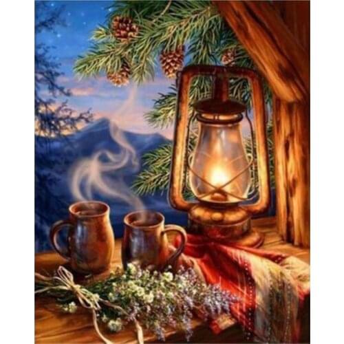 Kerosene lamp Cross Stitch Kits 14CT Unprinted Crafts For Embroidered Handmade Art Quality Counted Set Wall Home Decor