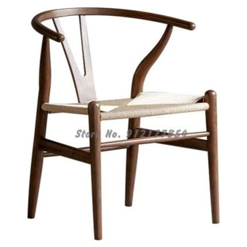 Y Chair Chinese Solid Wood Dining Chair Milk Tea Dessert Shop Western Restaurant Table And Chair Simple Modern Leisure Log Chair