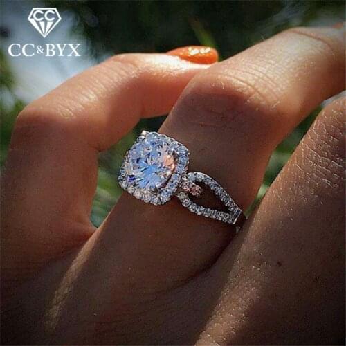 CC Rings For Women Bridal Wedding Engagement Ring Cubic Zirconia Suqare Stone Trendy Jewelry Accessories Drop Shipping CC2282