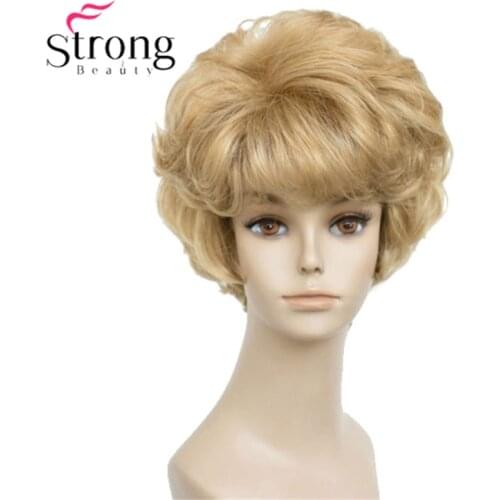 Short Layered Glonden Blonde Shag Classic Cap Full Synthetic Wig