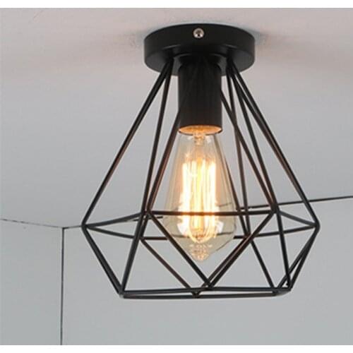 Wrought Iron Ceiling Lamp Creative Vintage Diamond-shaped Chandelier Lampshade for Restaurant Coffee Shop Decoration
