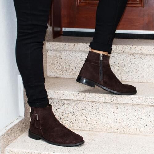 IBAY WELL мужские кофейные натуральные замшевые кожаные сапоги