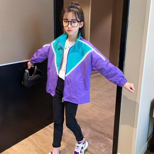 Reflective LooseJacket Spring Autumn Coat Outerwear Top Children Clothes School Kids Costume Teenage Girl Clothing High Quality