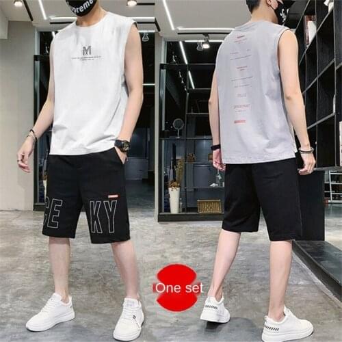 Sleeveless Summer T-shirts Mens Popular Logo Tank Shorts Sports Basketball Suit The Ruffians Wear A Suit with A Handsome Look