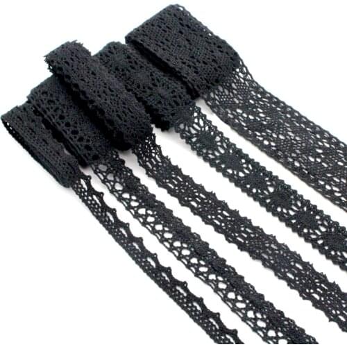 Lucia Crafts 2yards/lot Black Lace Fabric Trim Ribbon DIY Garment Hair Accessories embroidered lace ribbon N0202