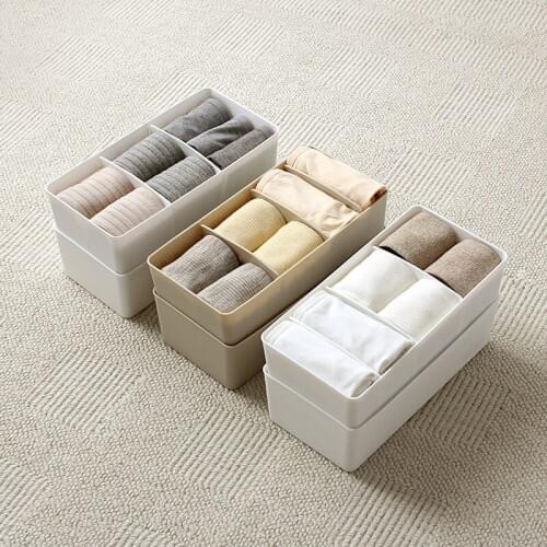 Multi-function Desktop Drawer Storage Box Plastic Clothing Organizer Four Grid Storage Box Underwear Socks Bra Ties Organizer