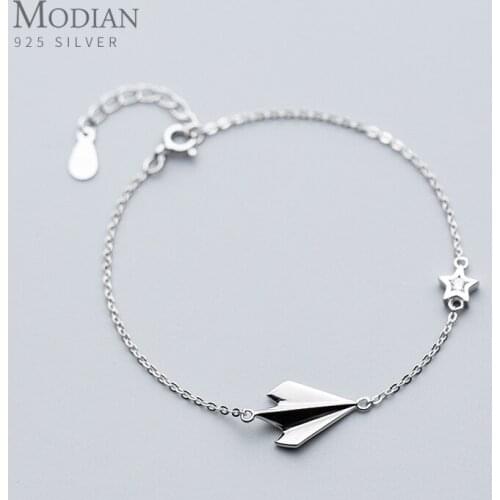 Modian Clear CZ Stars Aircraft Chain Bracelets Fashion 925 Sterling Silver Female Jewelry For Women Party S925 Silver Bracelet