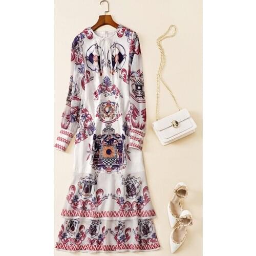 Fund wind New cooked of 2021 spring printing cultivate morality in the long tail temperament fashionable dress