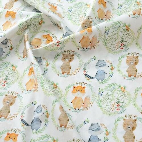 Cartoon Cute Animals Grass Ring 100% Cotton Fabric for Boy Clothes Hometextile Cushion Cover Face Mask Scarf Needlework DIY