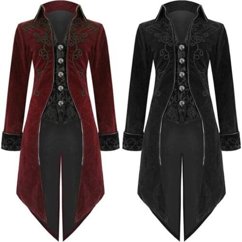Retro Men Suits Vintage Men Cloth ancient royal togae swallow tailed coat medieval formal wear Suit Jacket Middle Ages Gothic