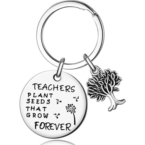 Stainless Steel Dandelion Key Pendant Keychains with Tree Key Chains Jewelry Bag Charm Keys Accesorias Teachers Day Gift