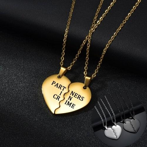 Acheerup Engraving Half Heart Pendant Necklaces Adjustable Custom Name Necklace Gold Stainless Steel Gifts Jewelry For Women/Men