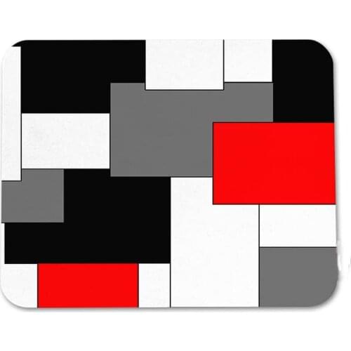 Paneling Pattern Mouse Pad Abstract Geometric Block Red Black Gray White Mouse Mat Non-Slip Rubber Base Mousepad for