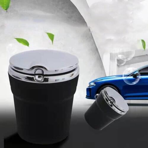 Car Ashtray With Led Light Smokeless Auto Interior Accessories Interies Creative Smoking Dustbin Anti Portable Outdoor Lid Black