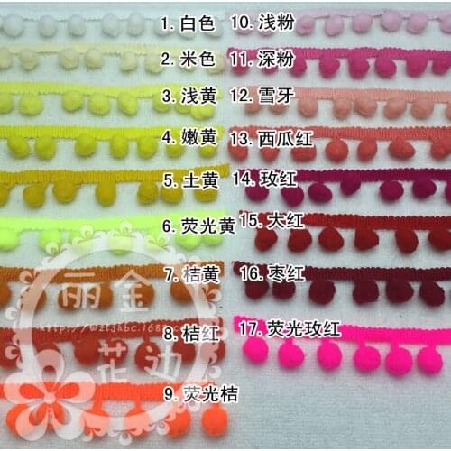 20Yards Cute Pom Pom Trim Fringe Trimming Draper Ball Accessories DIY Craft Sewing Garment Accessories Red Pink Pompom Trim