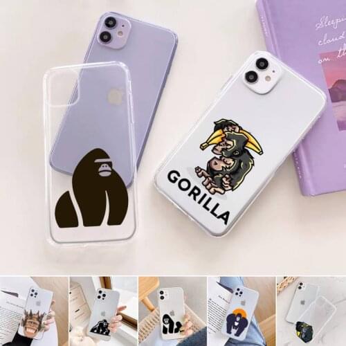 Gorilla Anime Phone Case Transparent for iPhone 11 12 6 7 8 Pro X XS Max XR Plus Silicone Soft TPU Clear mobile bags coque