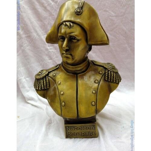 12" China brass copper carved finely beautiful grand Napoleon Sculpture Statue