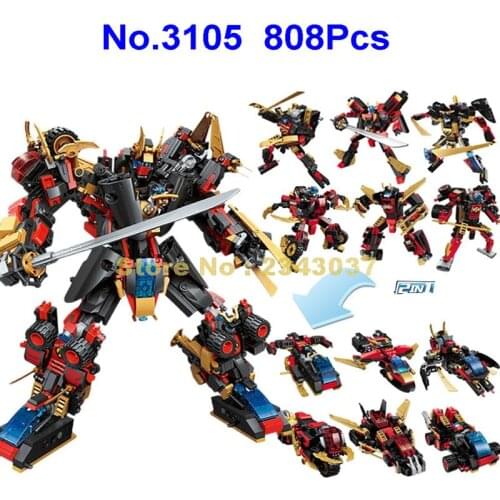 3105 808pcs 12 Changes Deformation Robot Warrior Chariot Building Blocks Toy
