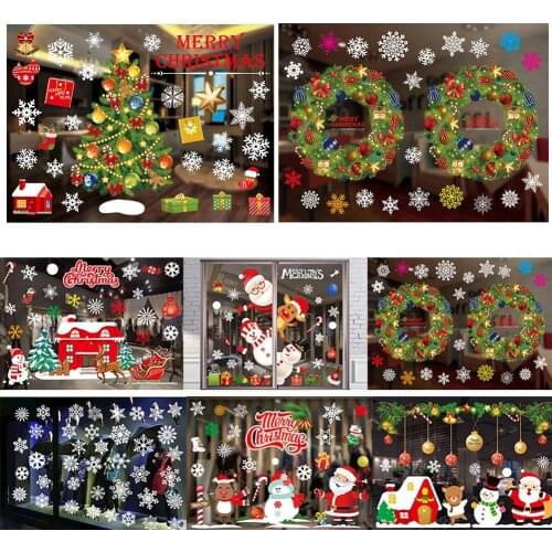 Christmas Decoration Mural Wall Window Glass Xmas Stickers Decal Patch Home Decoration Posters Party Supplies