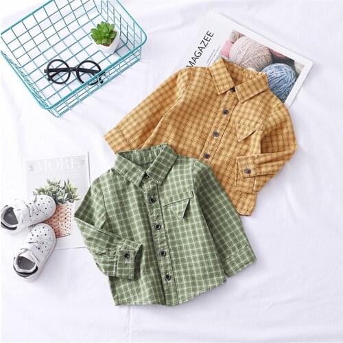 Fashion Shirts for Boys Long Sleeve Plaid Shirts Toddler Baby Pure Cotton Shirt 2019 Spring New Korean Kids Boys Shirt Tops 1-5Y