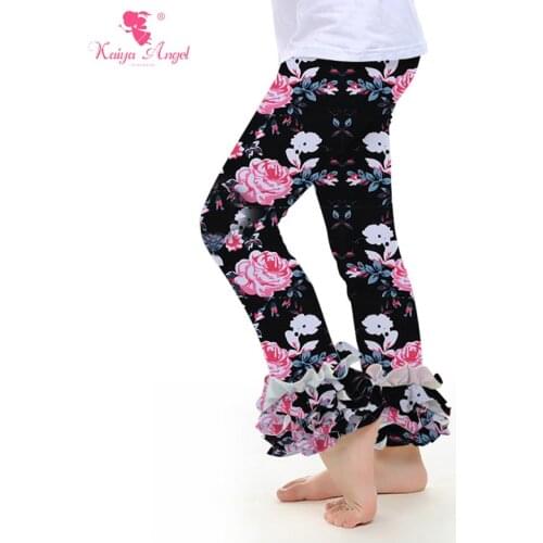 Ruffle Pants Leggings Boutique Clothing Toddler Girl Clothes Ruffle Icing Pants Floral Chick Flower Donut Heart Pants Wholesale