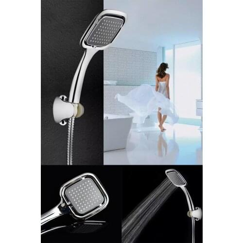 Black Square Bathroom Shower Set Hose Joint And Hood