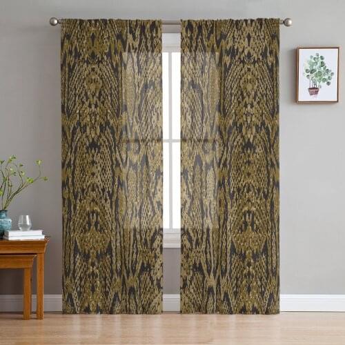 Tulle Curtains for Living Room Snake Skin Boa Africa Bedroom Study Window Sheer Curtains Kitchen Balcony Interior Voile Curtains