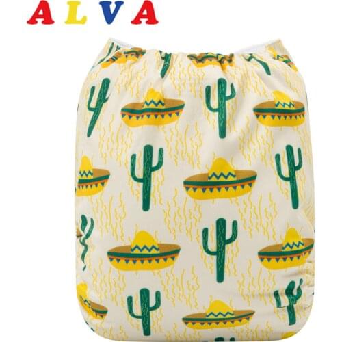 ALVABABY Cute Cloth Diaper for Babies New Digital Printing Cloth Nappy with 1pc Insert