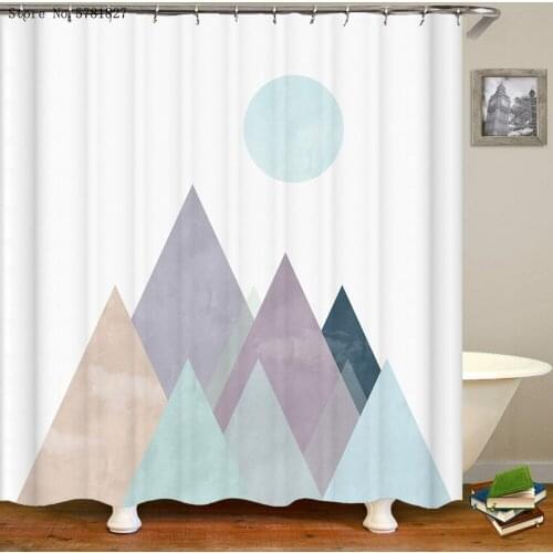 Triangle Round shape Shower Curtain Set With 3D Print Cartoon Bathroom Curtains Polyester Fabric Bath Geometric Bath Curtain