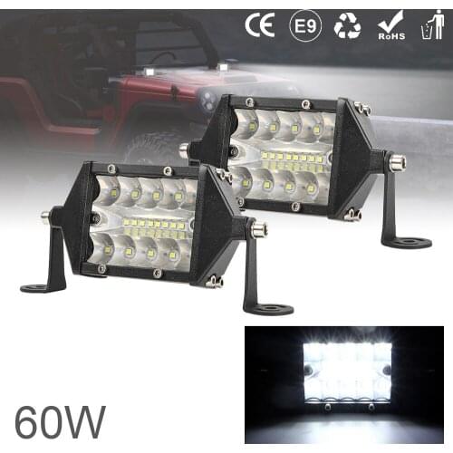 Universal 2pcs 3 Row 5 Inch 60W LED Light Bar Waterproof Off Road Driving Led Work Light Bar Combo Beam for Car Tractor Trucks