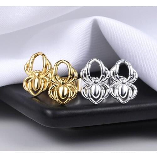 Punk 2Pcs Personality Exquisite Piercing Charm Ear Studs Extraordinary Trendy Spider Romance Gold Earrings Jewelry High quality