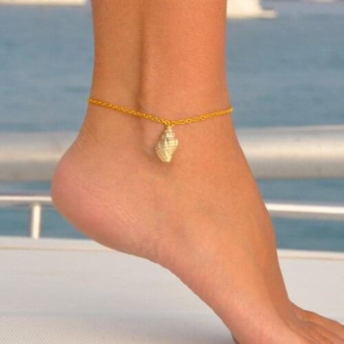 Vintage Creative Metal Sea Shell Conch Anklets for Women Geometric Yoga Foot Jewelry Barefoot Sandals Beach Anklet YN920