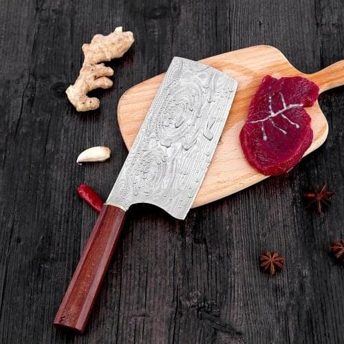 XYj Pattern Knife 7 Inch Kitchen Knives 4cr13 S Tainless Steel Cleaver With Solid Wood Handle For Chopping Vegetable Meat Fish