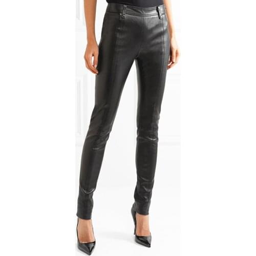 Women Skinny Leather Pants Spring Autumn Fleece Stretch Pants