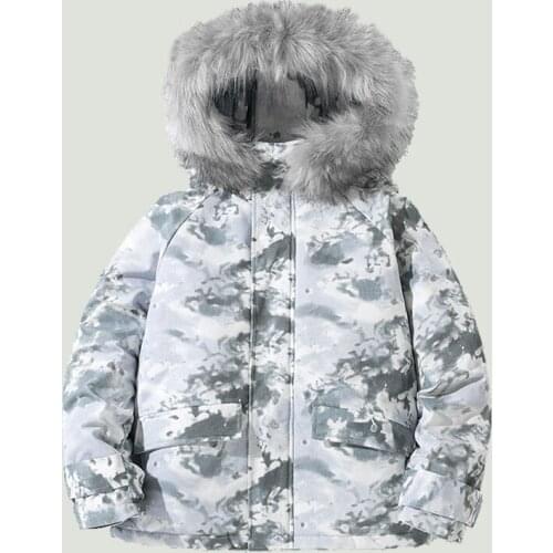Winter Camouflage Fur Collar Hooded Parkas Coats Mens Harajuku Hip Hop Casual Thicken Warm Loose Zipper Jackets Couples Outwear