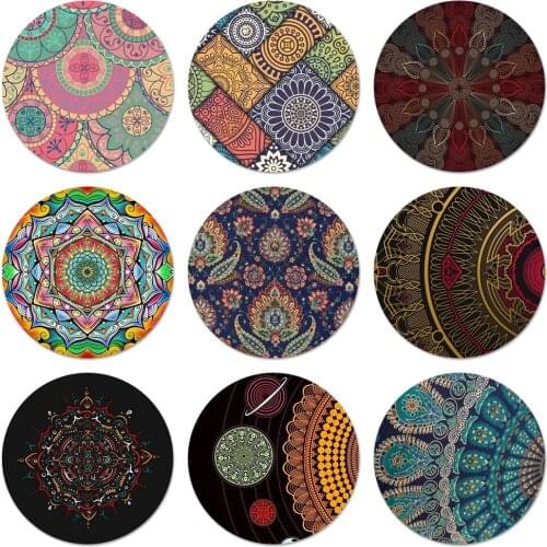 58mm Indian Pattern Mandala Icons Pins Badge Decoration Brooches Metal Badges For Backpack Decoration