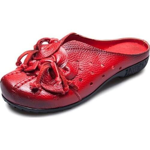 ZXRYXGS Handmade Retro Hollow Women Sandals 2021 Summer New Cow Leather Sandals Slippers Personality Flower Women Fashion Shoes