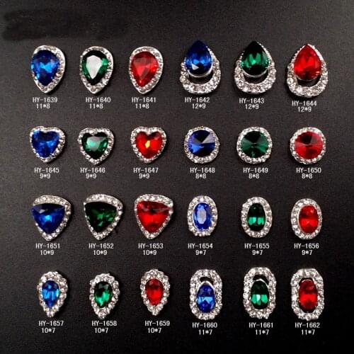 10pcs/lot, Nail Art 3d Laser K9 Diamonds Blue Green Red Rhinestones For Nail Tips Decorations