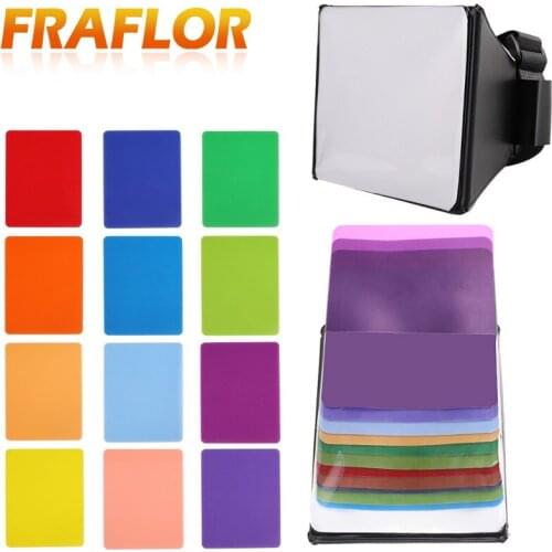12pcs Colorful Strobist Flash Color Card Lighting Gel Up Filter Diffuser For Lighting Effect Color Correction Outer Flash Cover