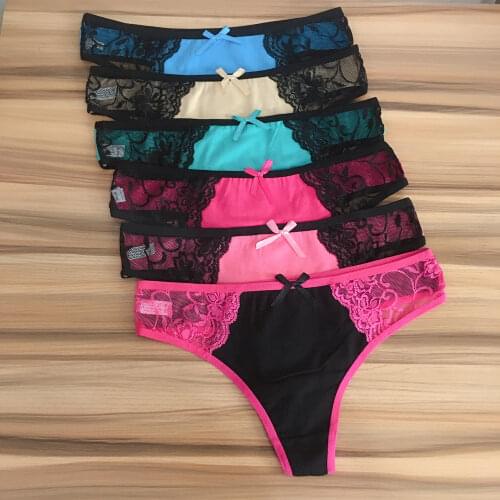 3 Pcs/Lot Ladies Lace Panties Sexy Women Cotton G String Transparent Thongs Fashion Tanga Mujer Woman Underwear Lingerie Femme