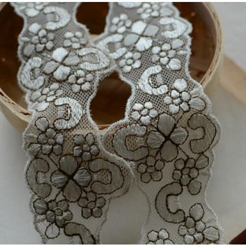 5 Meters 4.5cm Beautiful DIY Material Accessory Flower Embroidered Lace Trim Trimming
