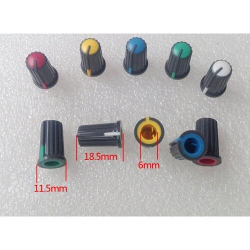 5pcs=1set for maha Mixer potentiometer knob cap / 90 degree D hole knobs caps cover red yellow blue green white 18.5x11.5mm