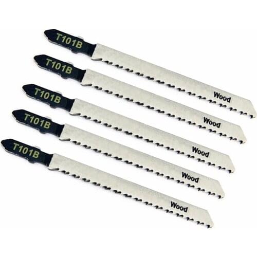 5Pcs 100mm T101B Jigsaw Blade Wood Cutting Softwood & Hardwood For Bosch T-Shank Jig Saw Blades
