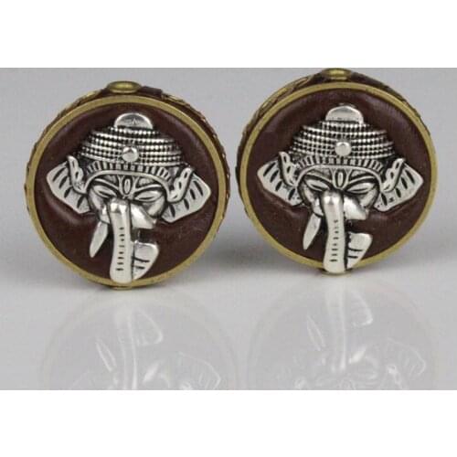 5pcs Tibetan Elephant Copper Metal Beads 29mm Flat Bead Nepal Craft Handmade Spacer Charm Beads DIY Jewelry Making Necklace