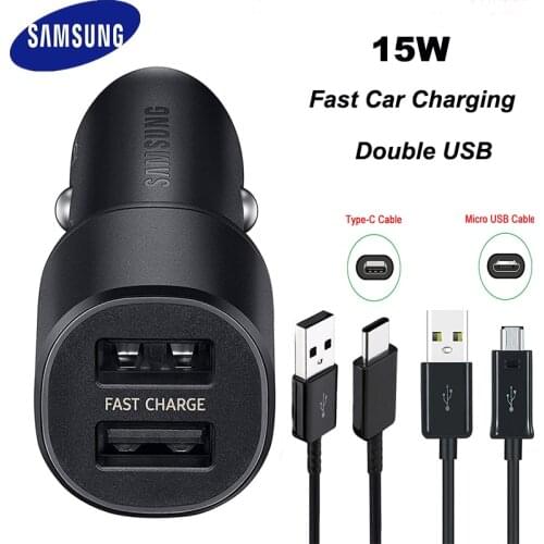 Samsung Original Dual Fast Car Charger For Samsung Galaxy S10 Plus S20+ S8 Plus A70 Note10+ S9 S8 Fast Charing Dual usb Port/15W