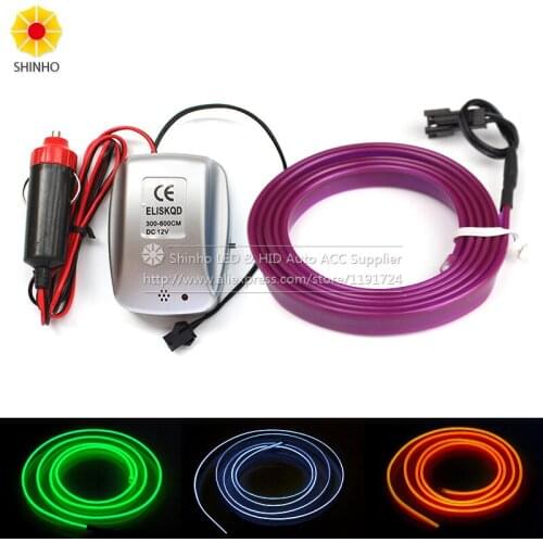 Car flexible neon light glow el 5M 1M 3M 10M Wire Tube 12V LED Tape Strip With Music Voice Sound controller Inverter