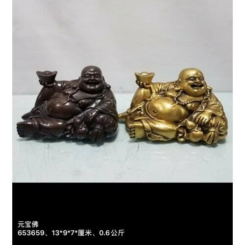 Free Shipping 13 cm China Buddhism Brass Maitreya Buddha with gold ingot bag Buddha Statue