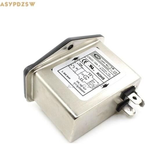 CW2C-10A-T EMI Power filter Single phase socket with Insurance box+switch AC 115V/250V Filter Purifier