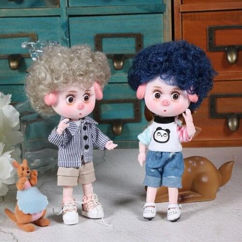 DBS 1/12 BJD 26 joint body cute pig ob11 doll with clothes shoes children gift 15cm mini doll name by DODO girl toy diy gift